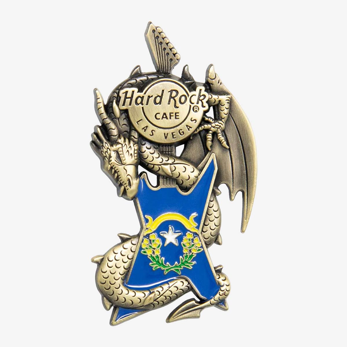 3D Dragon and Flag Guitar Pin image number 1